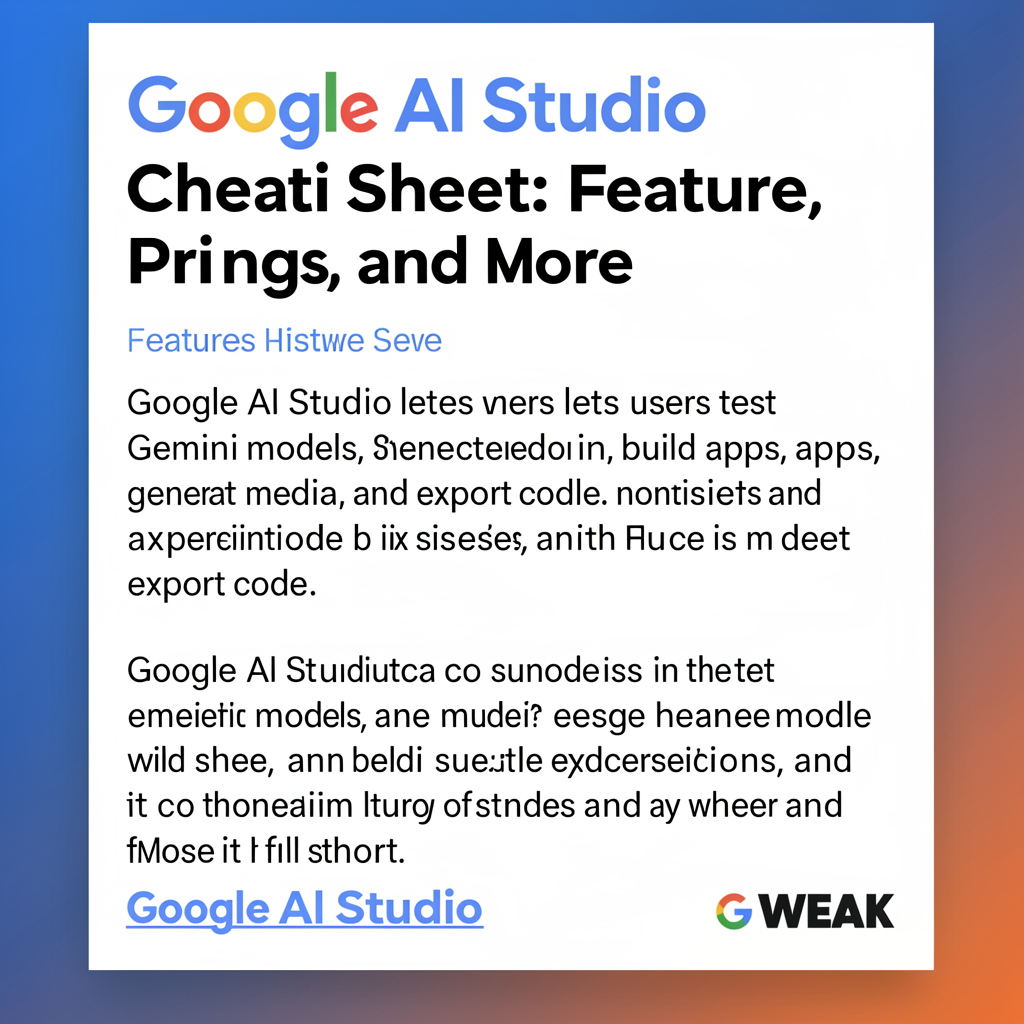 Google AI Studio Cheat Sheet: Features, Pricing, and More