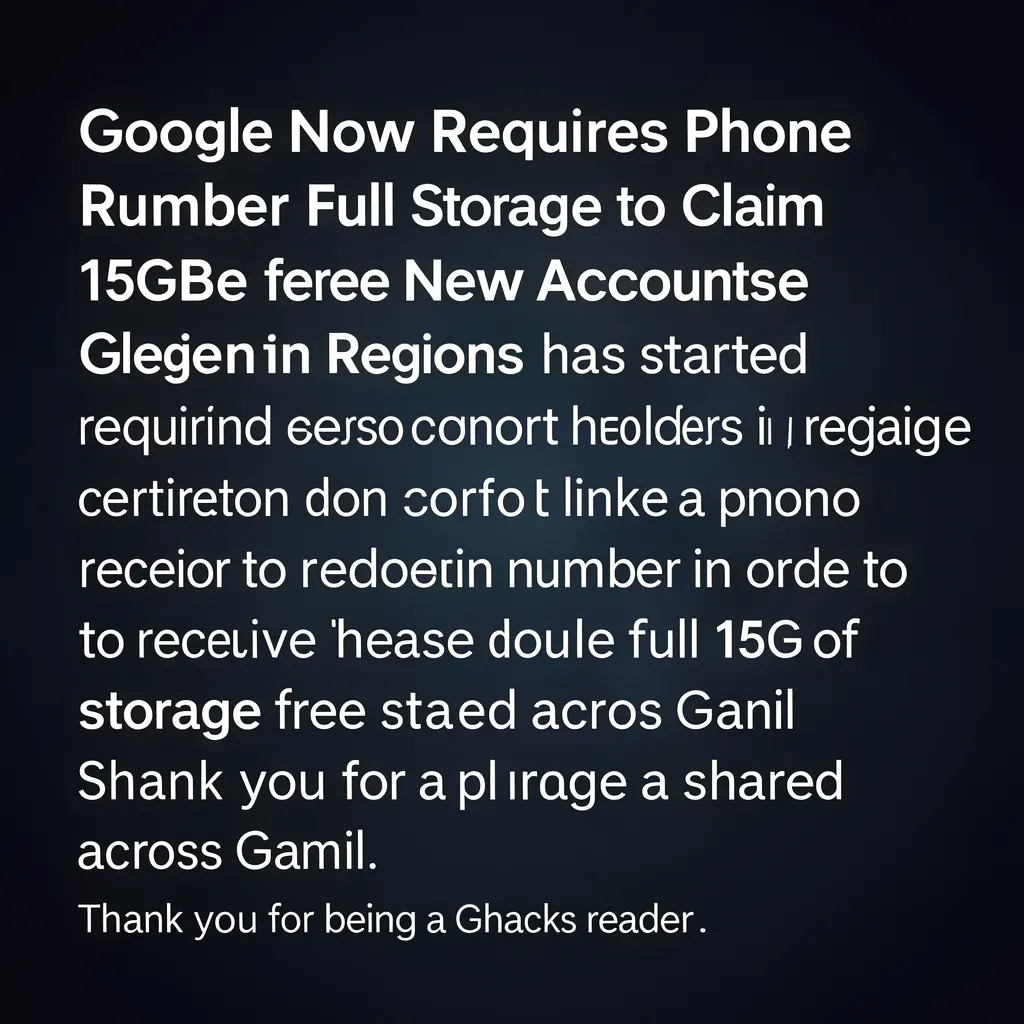 Google Now Requires Phone Number to Claim Full 15GB Free Storage for New Accounts in Select Regions
