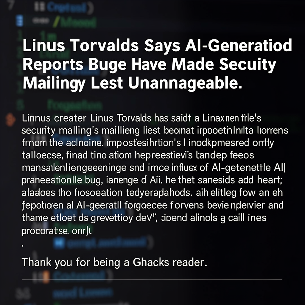 Linus Torvalds Says AI-Generated Bug Reports Have Made Linux Security Mailing List Unmanageable