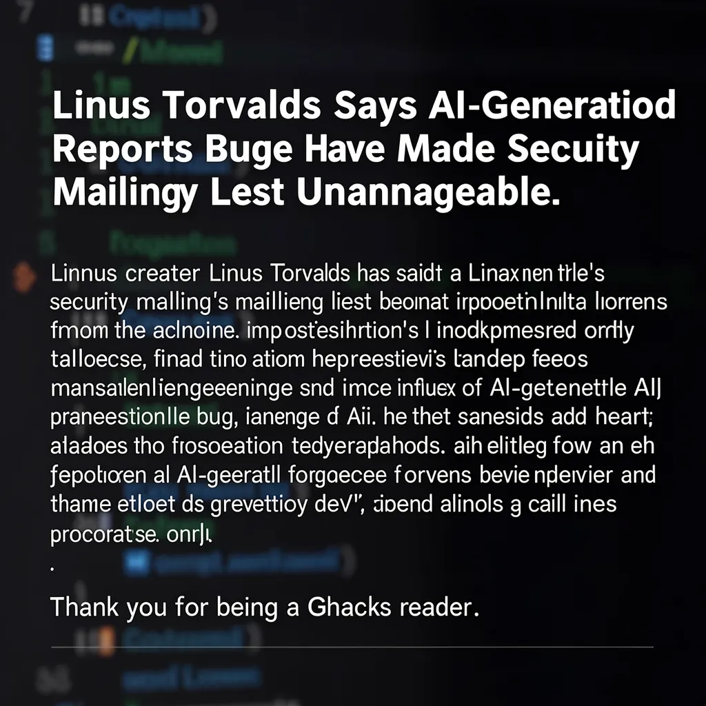 Linus Torvalds Says AI-Generated Bug Reports Have Made Linux Security Mailing List Unmanageable