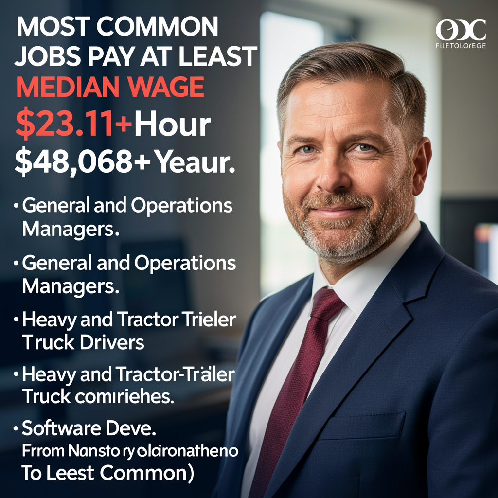 Most Common Jobs That Pay At Least Median Wage $23.11+Hour $48,068+Year