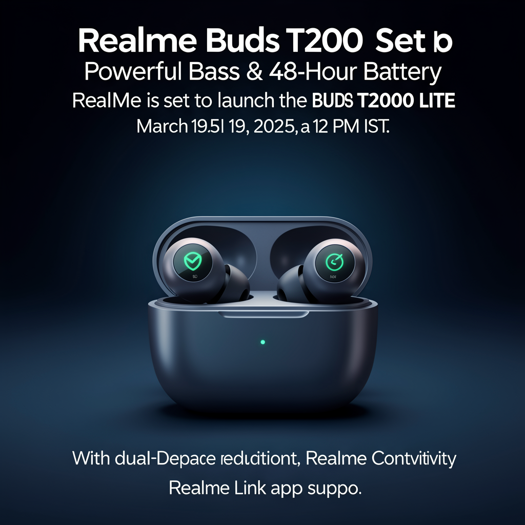 Realme Buds T200 Lite Set to Launch with Powerful Bass & 48-Hour Battery
