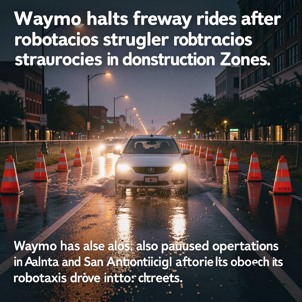 Waymo halts freeway rides after robotaxis struggle in construction zones