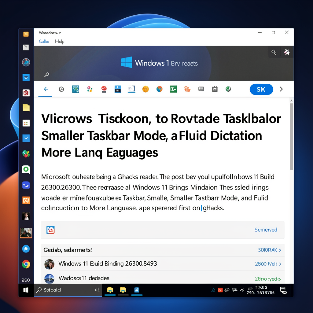 Windows 11 Build 26300.8493 Brings Movable Taskbar, Smaller Taskbar Mode, and Fluid Dictation to More Languages