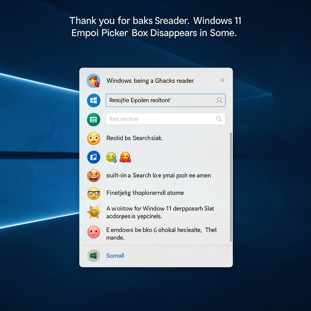 Windows 11 Emoji Picker Search Box Disappears in Some Builds, Restarting Explorer Restores It