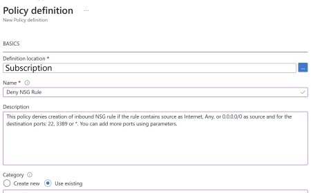 Deny inbound NSG Rule creation via Azure Policy