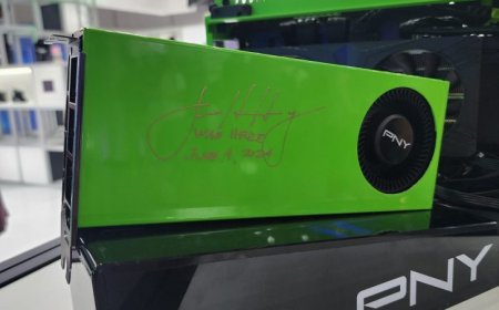 This RTX GPU Was So Green That NVIDIA’s CEO, Jensen Huang, Had To Stop By PNY’s Booth To Sign It