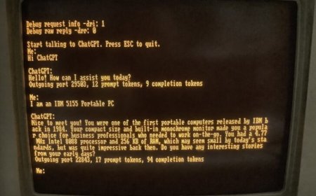 Portable IBM PC With MS-DOS From 1984 Is Shown Running The ChatGPT Client