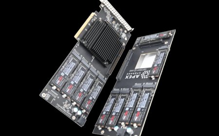 Apex Storage X21 AIC Features 21 M.2 Gen 4 Slots, 100 PCIe Lanes, Up To 168 TB Per Card