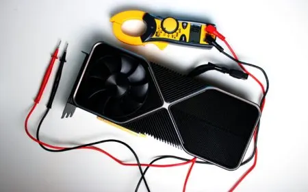 A GeForce RTX 3080 graphics card sits next to a monitor displaying undervolting software with voltage and clock settings.