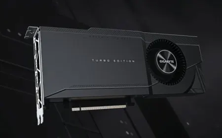 Gigabyte GeForce RTX 3090 Turbo, RTX 3080 Vision, RTX 3070 Eagle OC, and RTX 3070 Gaming OC graphics cards are shown toget...