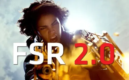 AMD FSR 2.0 technology graphic featuring supported game titles like Deathloop and Microsoft Flight Simulator