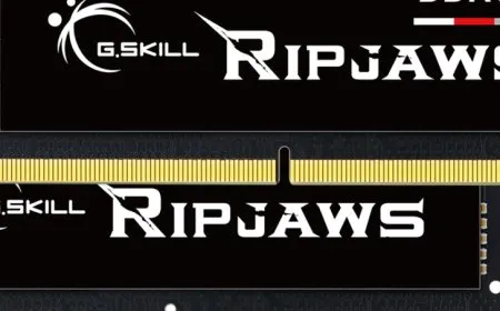 G.Skill Ripjaws DDR5 SO-DIMM memory modules feature speeds up to 5200 MHz and 16 GB capacity per module.