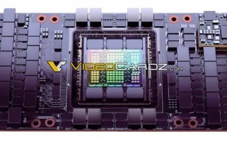 The photograph shows the NVIDIA H100 Hopper GPU die, which features a monolithic layout and TSMC 5nm process details.