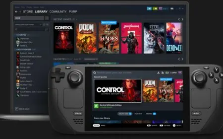 Steam Deck screen displaying dynamic cloud sync feature for PC game synchronization.