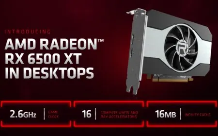 AMD Radeon RX 6500 XT graphics card displayed alongside French retail pricing information.