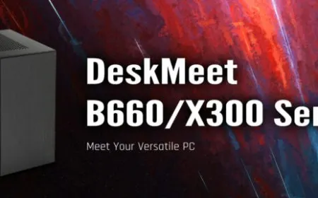 ASRock DeskMeet 8-liter mini PC series with Intel B660 and AMD X300 processor options.
