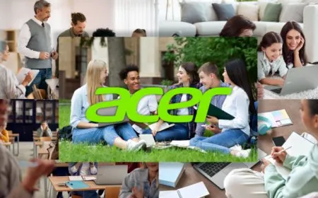 Three new Acer Chromebook models are displayed for students and hybrid work environments.