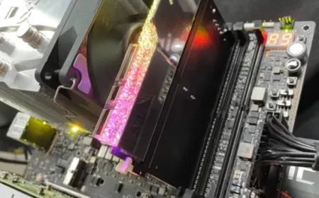 ASUS ROG DDR5 to DDR4 adapter board connected to a Z690 APEX motherboard during a working test.