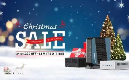 Minisforum holiday sale promotion featuring discounted computer hardware and accessories.