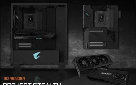 A technical schematic illustrates the Project Stealth concept design for organized PC cable management.