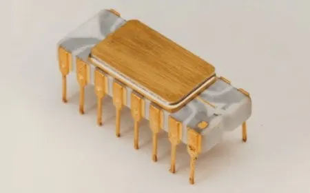 The Intel 4004 microprocessor chip commemorates its fiftieth anniversary.