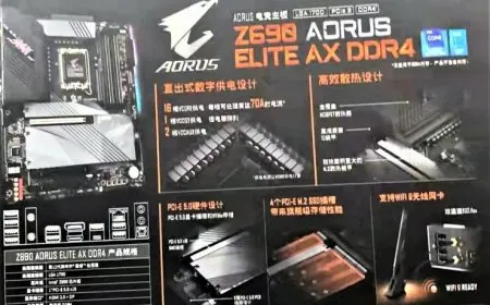 The Gigabyte Z690 AORUS Elite AX DDR4 motherboard features an LGA 1700 socket and a 16 phase voltage regulator.