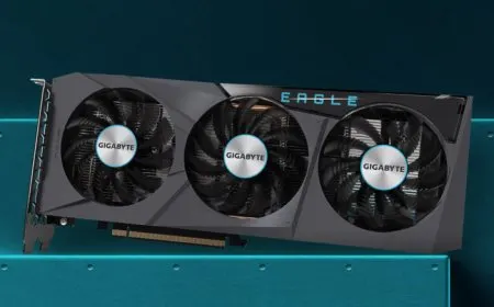 The Gigabyte Radeon RX 6600 Eagle Non-XT card features dual cooling fans and eight gigabytes of GDDR6 memory.