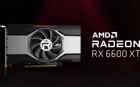 The AMD Radeon RX 6600 XT graphics card is displayed for cryptocurrency mining.