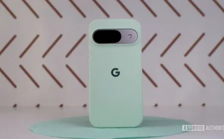 The official Google Pixel 9 silicone case rests on a neutral surface and shows a slim profile.