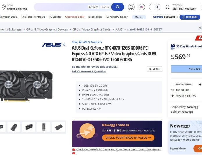 GeForce RTX 4070 with Slower GDDR6 Memory Priced on-par with Regular RTX 4070 Cards