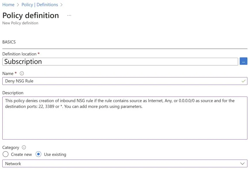 Enforcing Inbound NSG Restrictions Through Azure Policy