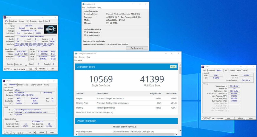 AMD EPYC 4124P Quad-core Overclocked to 6.70 GHz on Desktop Motherboard