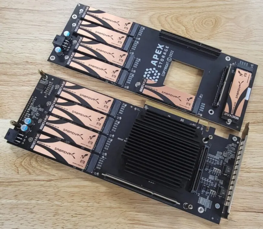Sabrent Shows Off An Insane 21 Rocket 4 Plus 8 TB SSDs Equipped To A Single APEX Storage AIC For 168 TB Capacities
