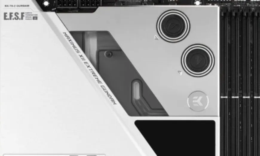 ASUS Maximus XII Extreme Gundam Motherboard Pictured, Comes With A Pre-Installed EK Mono Block & An Extremely…
