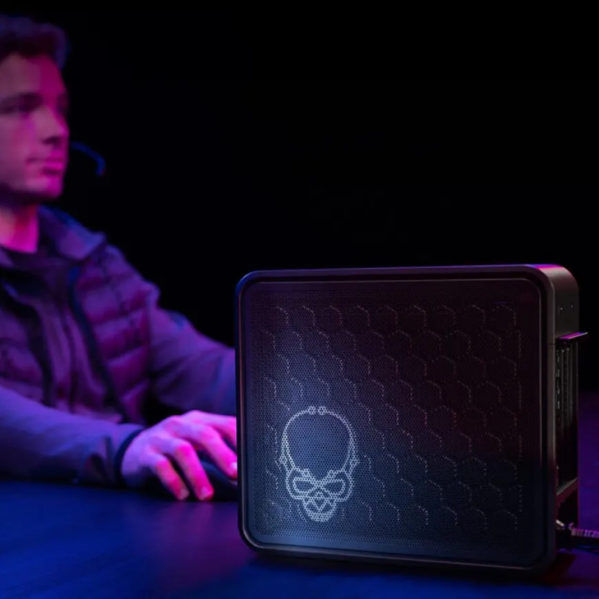 The XPG GAIA mini gaming computer features a compact form factor based on the Intel NUC 9 Extreme Ghost Canyon design.
