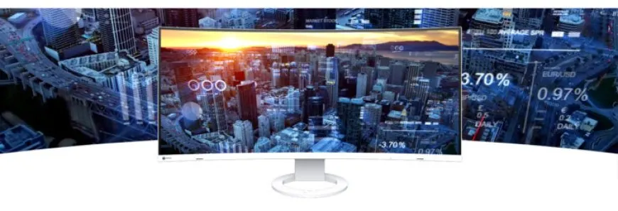 The EIZO FlexScan EV3895 curved monitor features a 37.5 inch ultrawide QHD+ display panel.