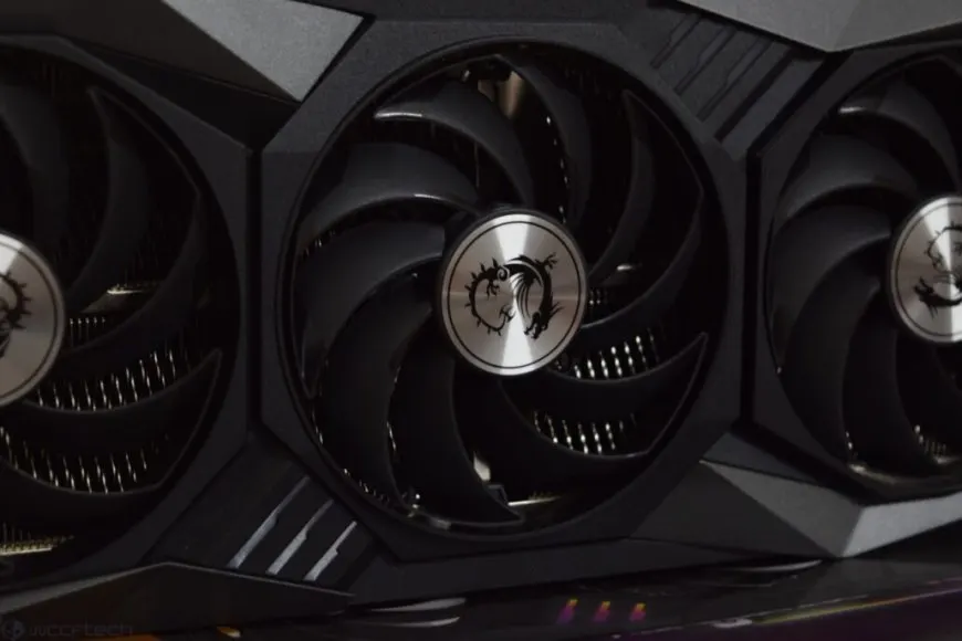 The MSI GeForce RTX 3090 Gaming X Trio graphics card displays its triple fan cooling system and metal backplate.
