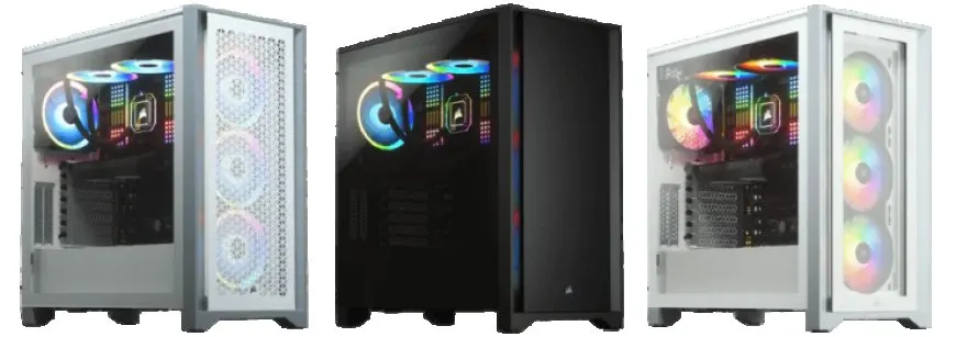 Corsair 4000 series PC cases feature three distinct front panel designs.