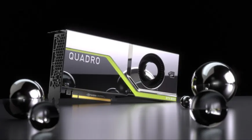 NVIDIA Quadro RTX Ampere GPU uses the GA102 chip with over ten thousand cores and forty eight gigabytes of GDDR6 memory.