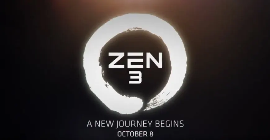 This technical diagram displays the AMD Zen 3 Ryzen 4000 Vermeer processor layout with up to sixteen cores and thirty-two...