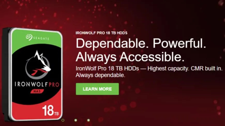 Seagate Ironwolf Pro hard disk drives featuring capacities up to 18 terabytes.