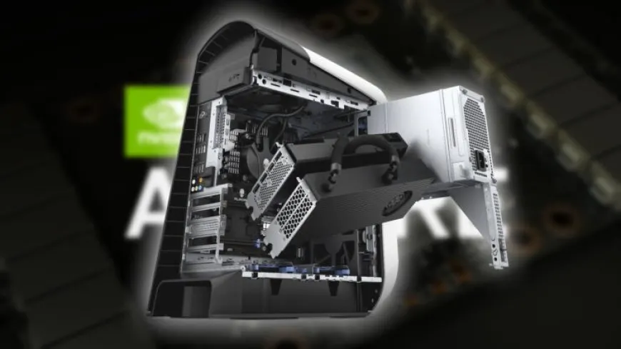 Alienware Aurora systems and monitors ready for NVIDIA Ampere graphics.
