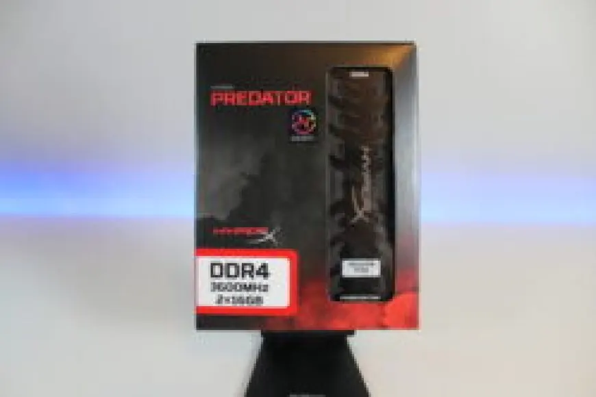 Two Hyper X Predator DDR4 3600MHz memory modules with silver heat spreaders sit on a white surface.
