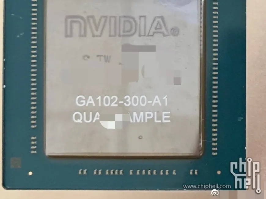 This alleged leak shows the massive GA102 die intended for the NVIDIA GeForce RTX 3090 and RTX 3080 graphics cards.