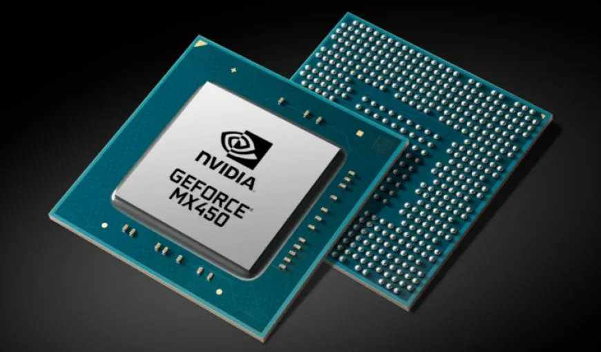 NVIDIA GeForce MX450 GPU with GDDR6 memory and PCIe 4.0 support for entry-tier notebooks.