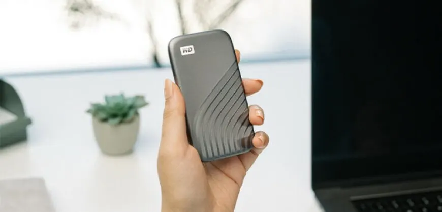 The Western Digital My Passport SSD is shown in multiple colors with storage capacities up to 2TB.