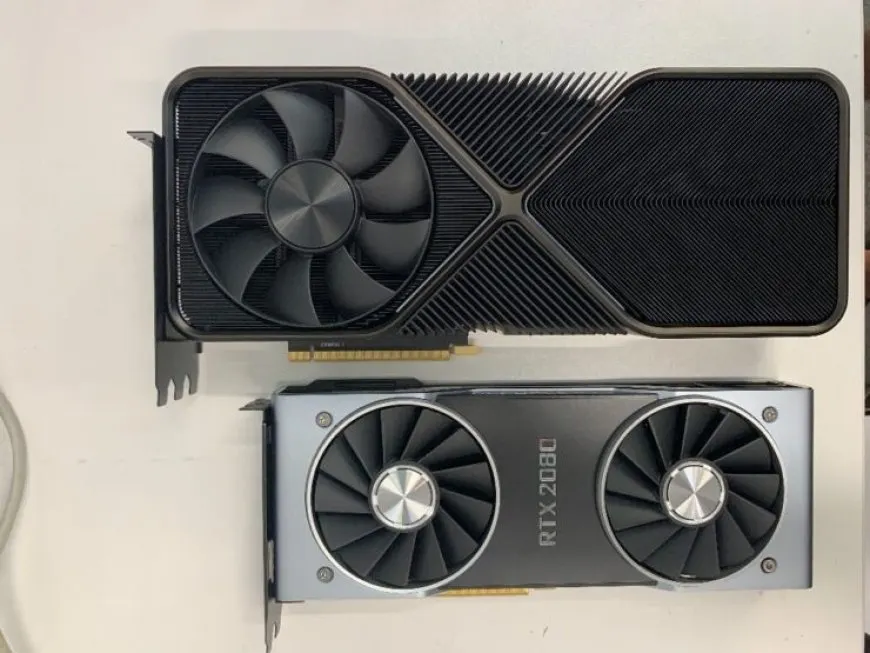 The NVIDIA GeForce RTX 3090 Founders Edition graphics card features a triple-slot cooling design.