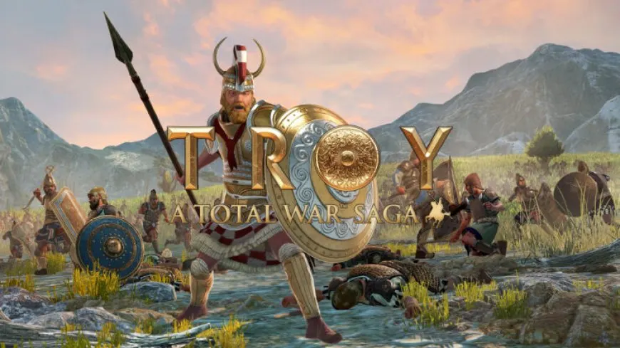 Benchmark results show frame rates and system performance for Total War Saga Troy on PC.