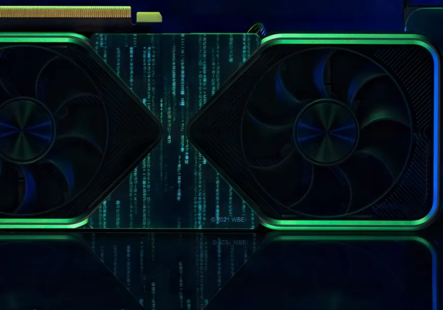 Reference design graphics card featuring a triple fan cooler and four slot width.